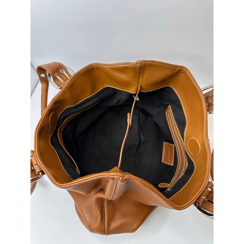Tignanello Genuine Leather Shoulder Satchel Bag Classic Tan/Brown - Picture 6 of 7